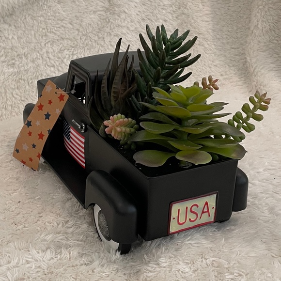 Patriotic Vintage Metal Truck with Succulents - Picture 2 of 9